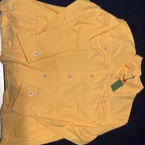 Yellow brand new military jacket in lightweight canvas.
